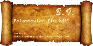 Balassovich Ildikó névjegykártya